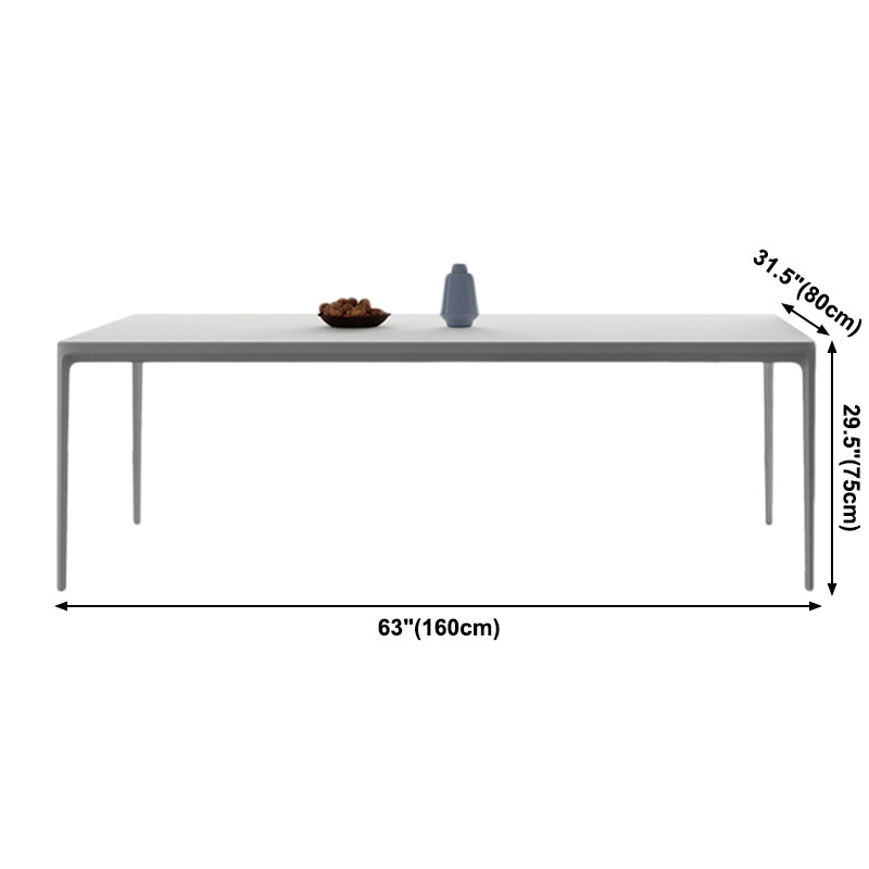 Metal Contemporary Rectangular Dining Table High Gloss White Sintered Stone Table with Metal Legs