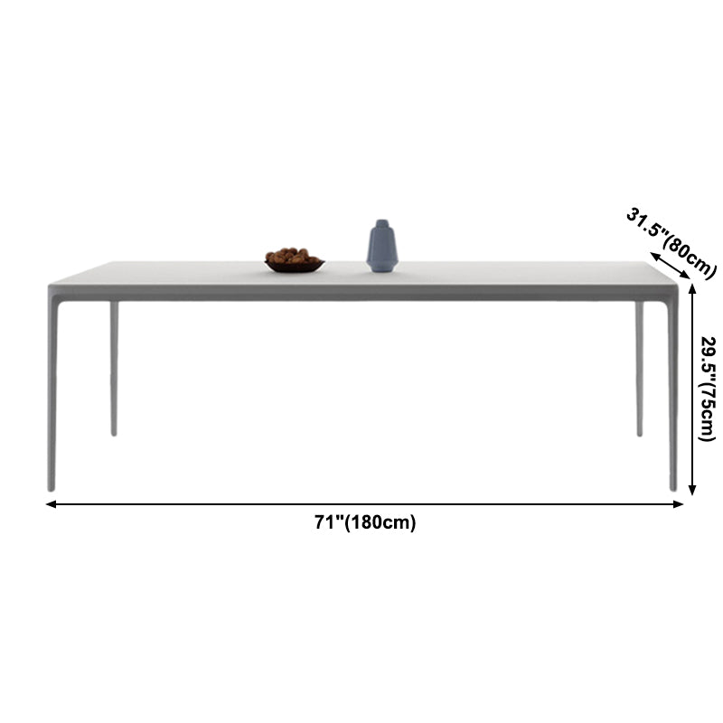 Metal Contemporary Rectangular Dining Table High Gloss White Sintered Stone Table with Metal Legs