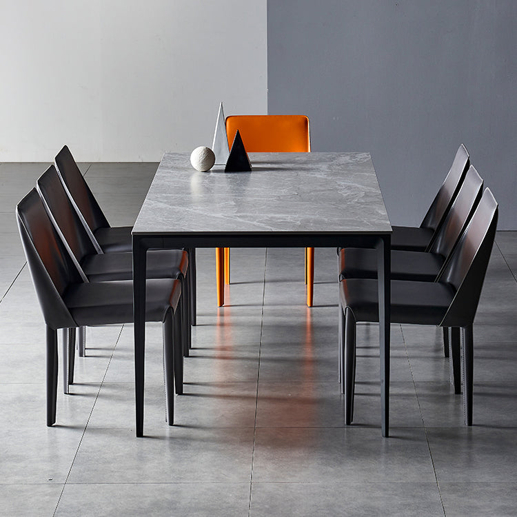 Industrial Style Sintered Stone Dining Table Aviation Aluminum Base Rectangle Table for Home