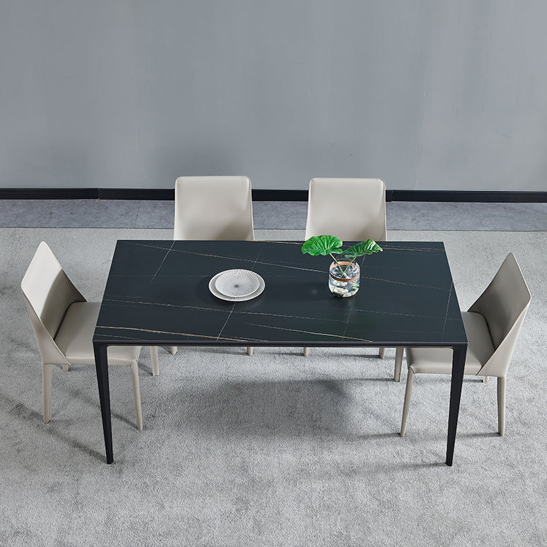 Industrial Style Sintered Stone Dining Table Aviation Aluminum Base Rectangle Table for Home