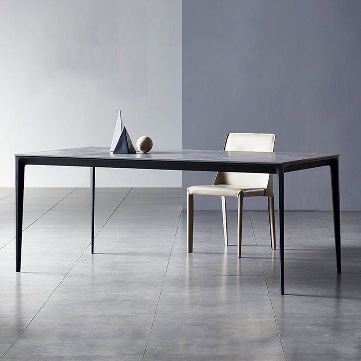 Industrial Style Sintered Stone Dining Table Aviation Aluminum Base Rectangle Table for Home