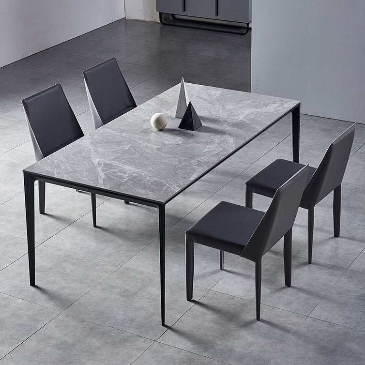 Industrial Style Sintered Stone Dining Table Aviation Aluminum Base Rectangle Table for Home