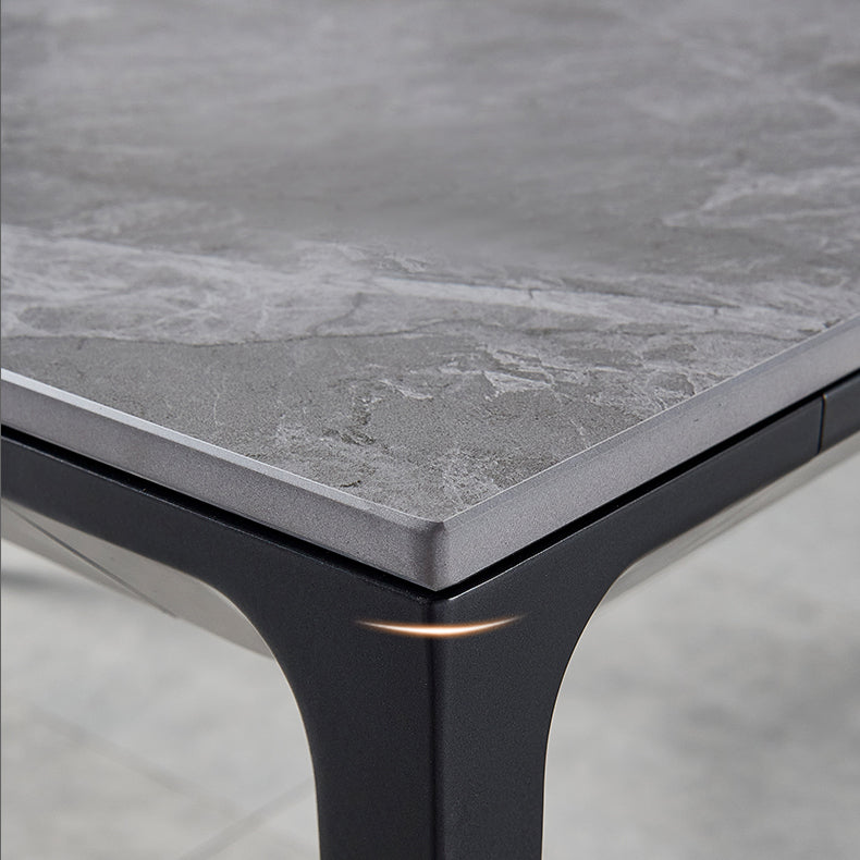 Industrial Style Sintered Stone Dining Table Aviation Aluminum Base Rectangle Table for Home