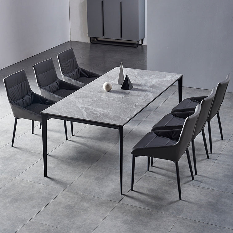 Industrial Style Sintered Stone Dining Table Aviation Aluminum Base Rectangle Table for Home