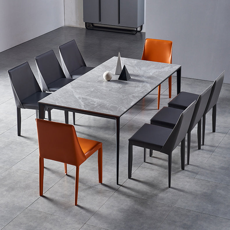 Industrial Style Sintered Stone Dining Table Aviation Aluminum Base Rectangle Table for Home
