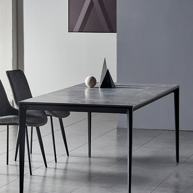 Industrial Style Sintered Stone Dining Table Aviation Aluminum Base Rectangle Table for Home