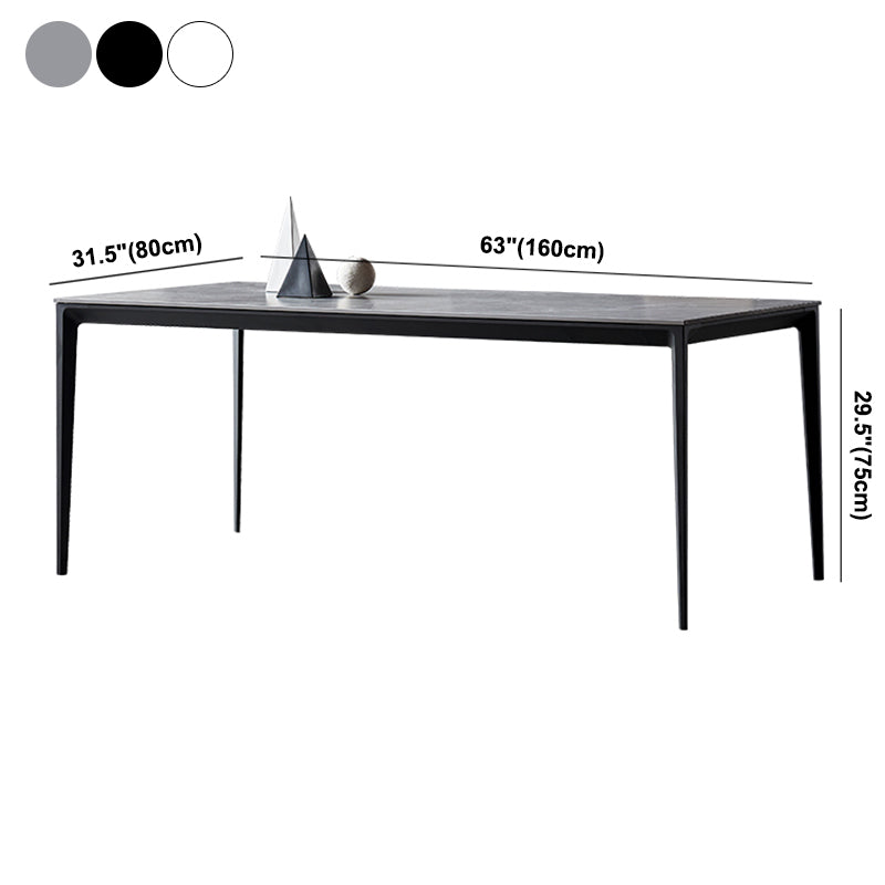 Industrial Style Sintered Stone Dining Table Aviation Aluminum Base Rectangle Table for Home