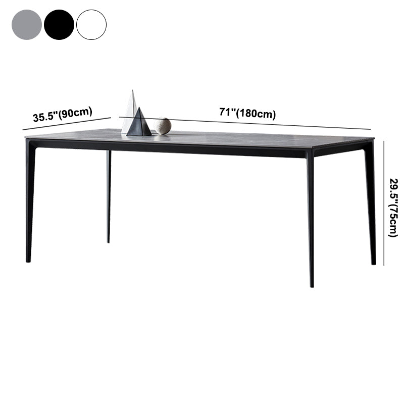 Industrial Style Sintered Stone Dining Table Aviation Aluminum Base Rectangle Table for Home