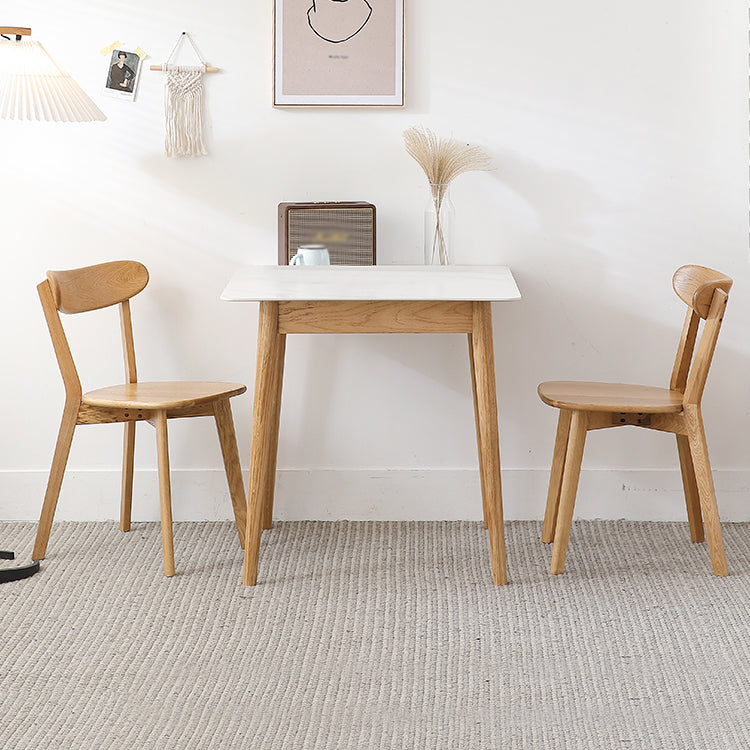 White Tone Dining Table Sintered Stone Table Industrial Style with 4 Legs