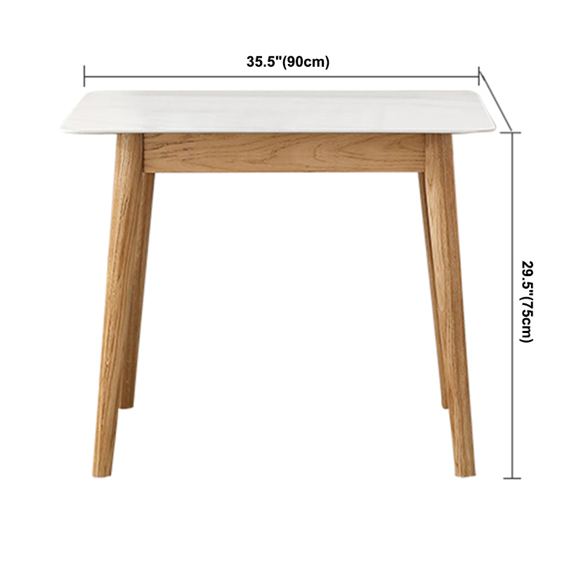 White Tone Dining Table Sintered Stone Table Industrial Style with 4 Legs