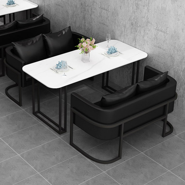Table à manger de luxe traditionnelle table de pierre fritrée avec base en métal pour salle à manger