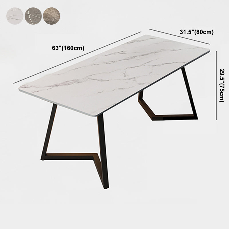 Double Pedestal Dining Table Industrial Style Stone Dining Room Collection for Indoor