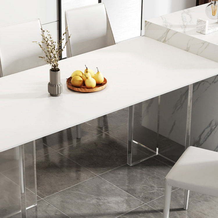 Acrylic Contemporary Rectangular Dining Table Sintered Stone Table with Acrylic base