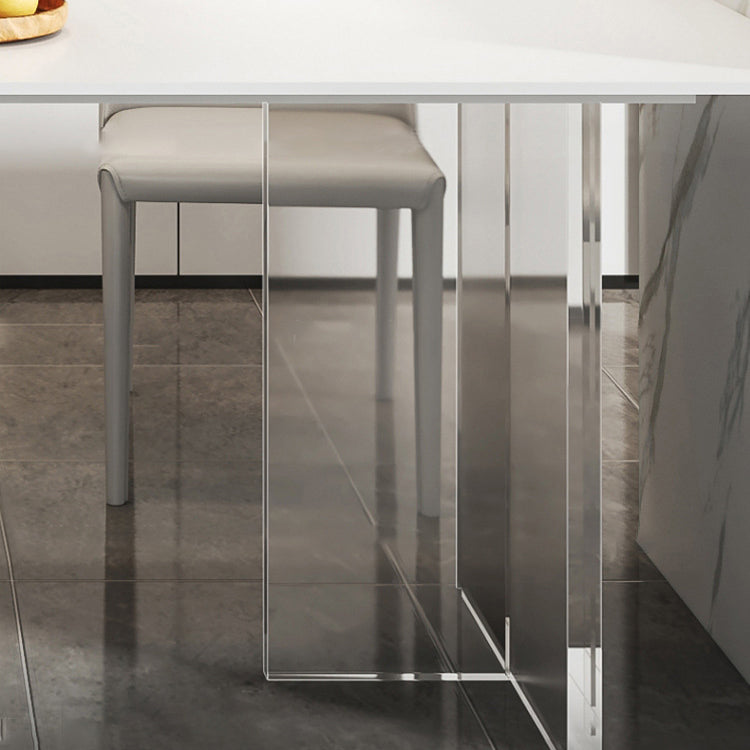 Acrylic Contemporary Rectangular Dining Table Sintered Stone Table with Acrylic base