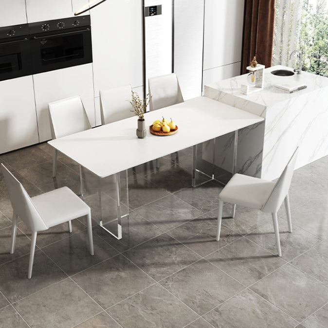 Acrylic Contemporary Rectangular Dining Table Sintered Stone Table with Acrylic base