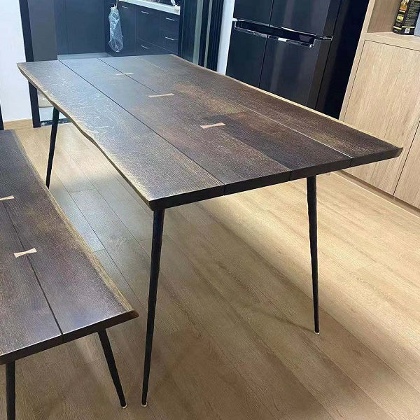 4-foot Oak Solid Wood Industrial Rectangle Dining Table for Dining Room