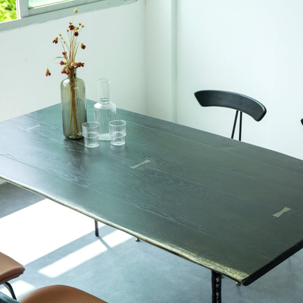 4-foot Oak Solid Wood Industrial Rectangle Dining Table for Dining Room