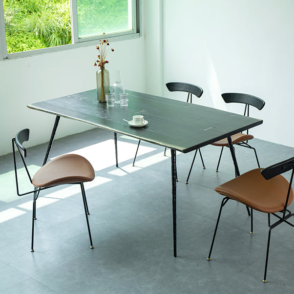 4-foot Oak Solid Wood Industrial Rectangle Dining Table for Dining Room