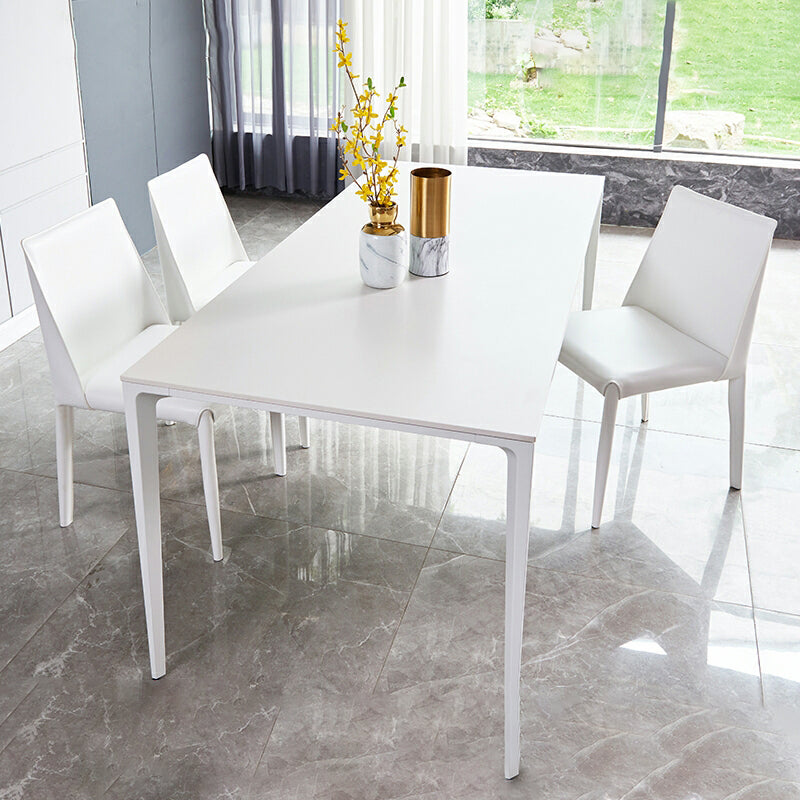 Mesa de forma de comedor de piedra sinterizada de estilo industrial con base de 4 patas