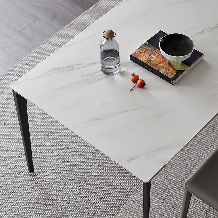 Mesa de forma de comedor de piedra sinterizada de estilo industrial con base de 4 patas