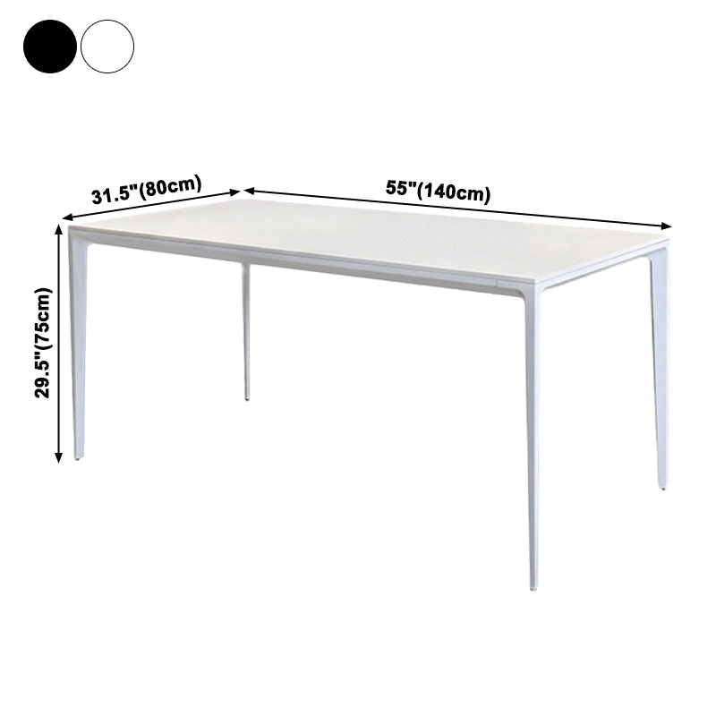 Mesa de forma de comedor de piedra sinterizada de estilo industrial con base de 4 patas