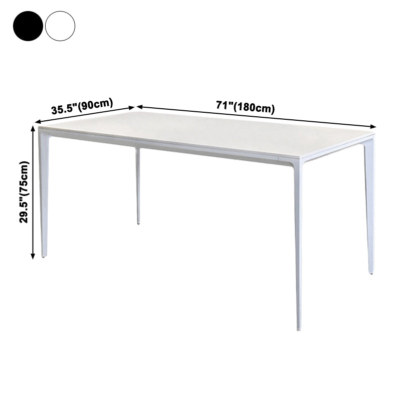 Mesa de forma de comedor de piedra sinterizada de estilo industrial con base de 4 patas
