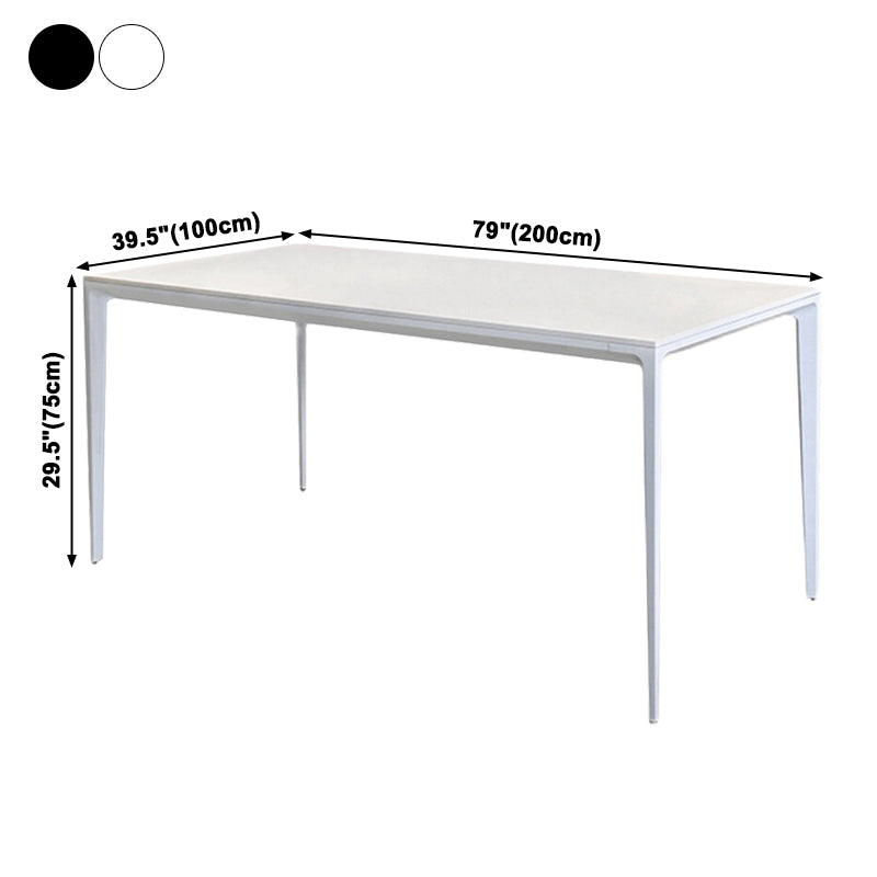 Mesa de forma de comedor de piedra sinterizada de estilo industrial con base de 4 patas
