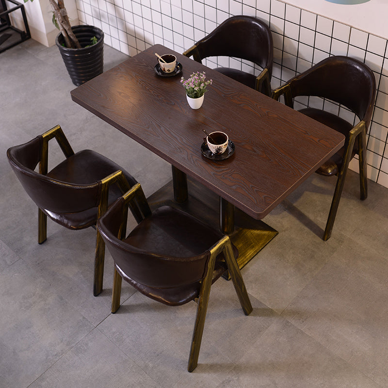 Industrial Wooden Dinner Room Kitchen Table Brown Table with Metal Base for Dining Room