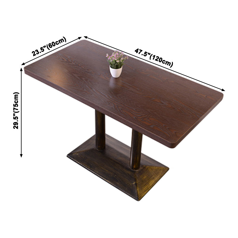 Industrial Wooden Dinner Room Kitchen Table Brown Table with Metal Base for Dining Room