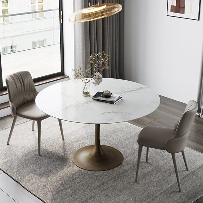 Traditionele luxe tulpenbasismeubels rond steen eettafel voor thuis