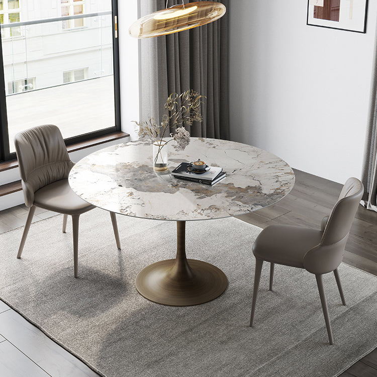 Traditionele luxe tulpenbasismeubels rond steen eettafel voor thuis