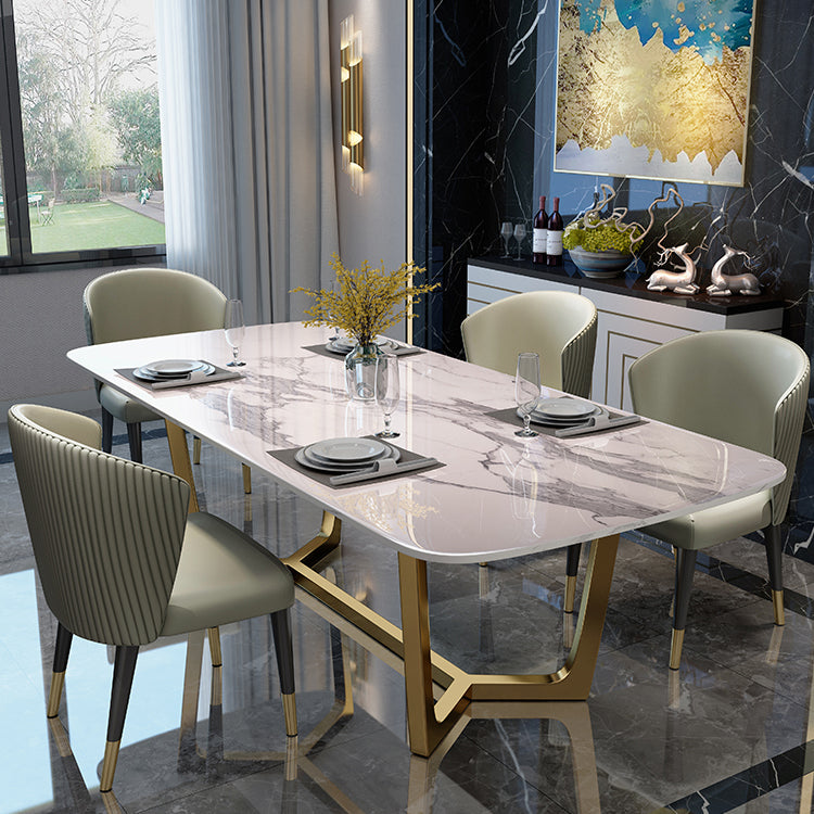 Marmor weißer Ton Esstisch Glamstil Basistisch für Esszimmer