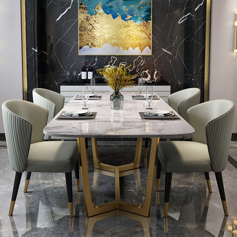 Marmor weißer Ton Esstisch Glamstil Basistisch für Esszimmer