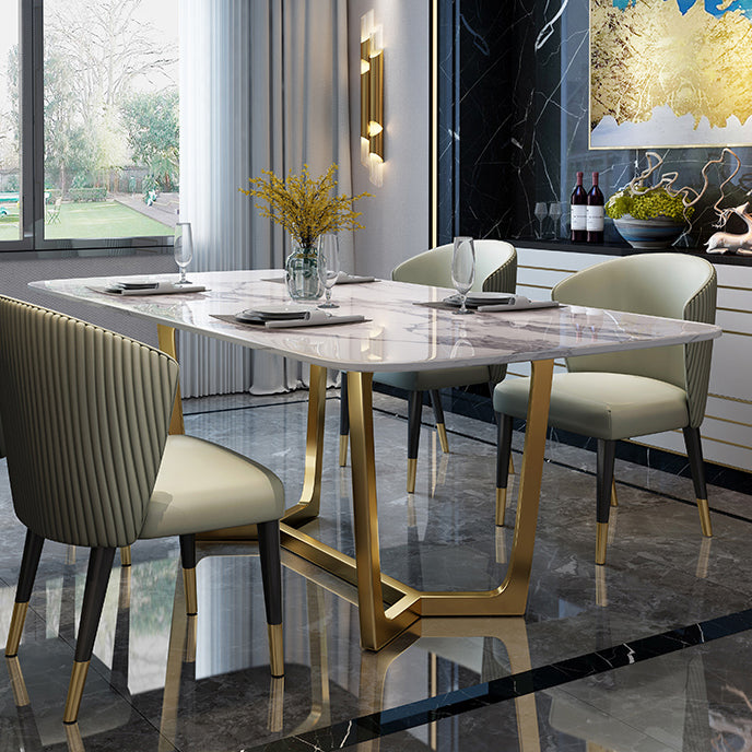 Marmor weißer Ton Esstisch Glamstil Basistisch für Esszimmer