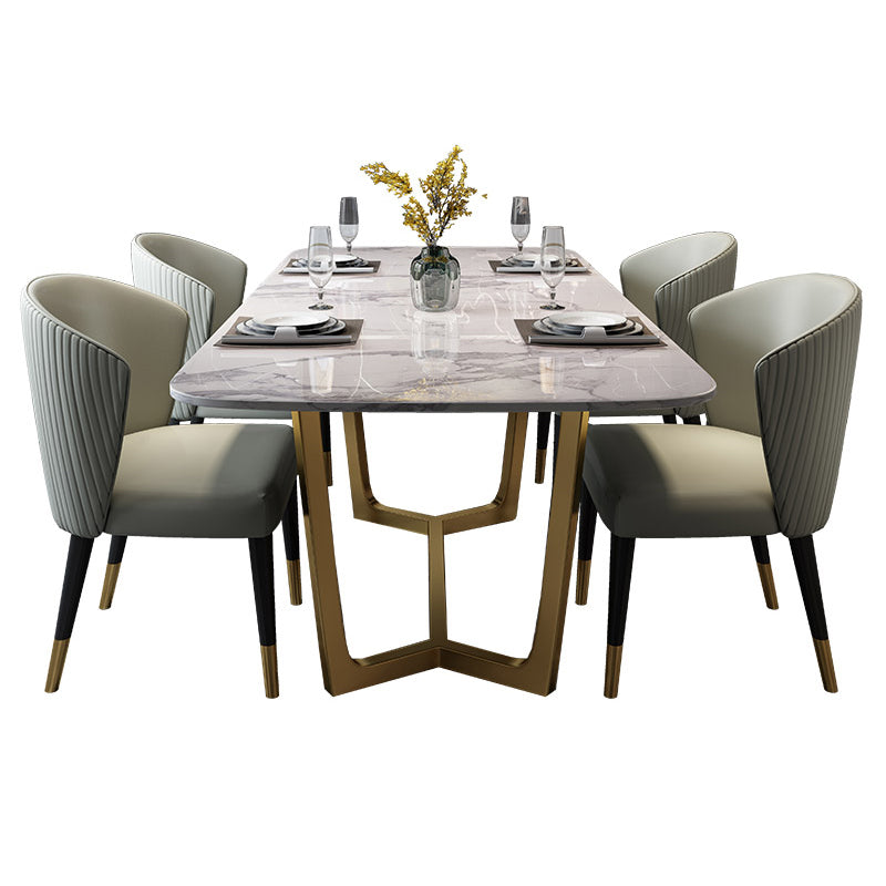 Marmor weißer Ton Esstisch Glamstil Basistisch für Esszimmer