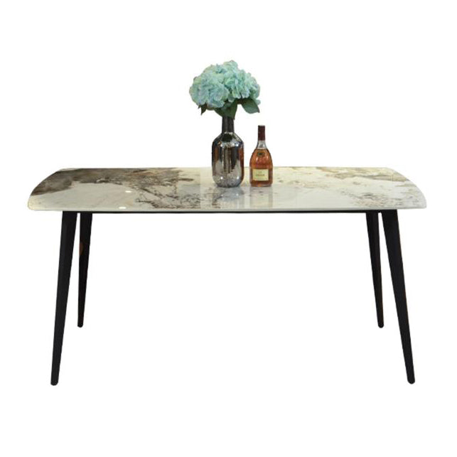 Moderne gesinterde steen gouden eettafel rechthoekige standaard eettafel met 4 poten