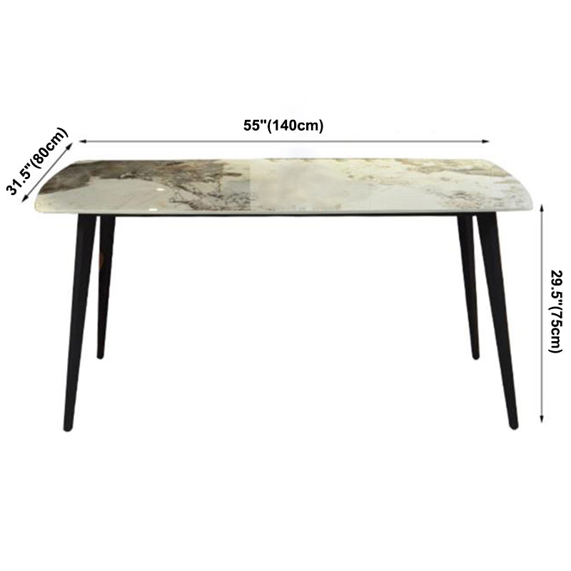 Moderne gesinterde steen gouden eettafel rechthoekige standaard eettafel met 4 poten