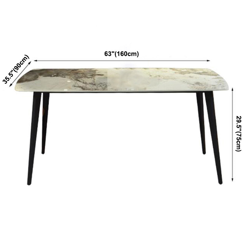 Moderne gesinterde steen gouden eettafel rechthoekige standaard eettafel met 4 poten