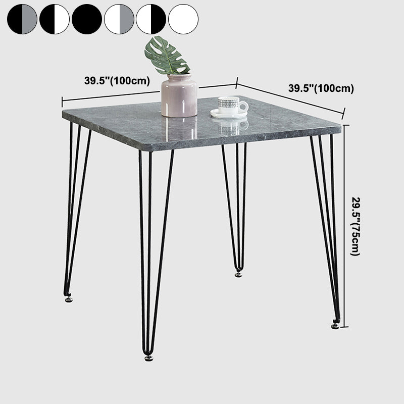 Square Sintered Stone Three-Color Dining Table Industrial 4 Legs Table for Dining Room