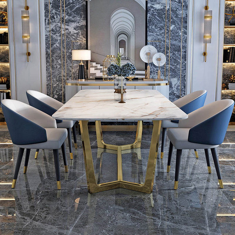 Tono blanco de piedra sinterizada mesa de comedor glam Mesa base para el comedor para comedor