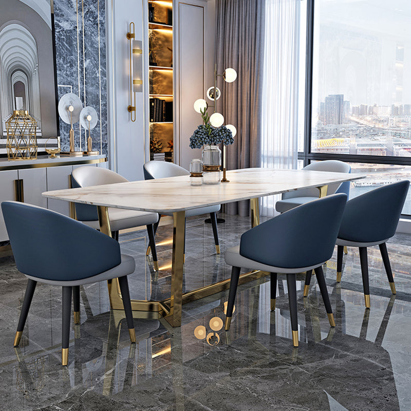 Tono blanco de piedra sinterizada mesa de comedor glam Mesa base para el comedor para comedor