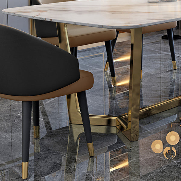 Tono blanco de piedra sinterizada mesa de comedor glam Mesa base para el comedor para comedor