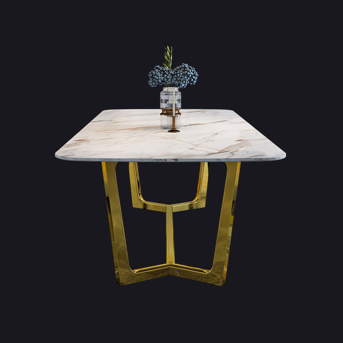 Tono blanco de piedra sinterizada mesa de comedor glam Mesa base para el comedor para comedor