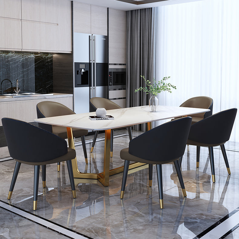 Tono blanco de piedra sinterizada mesa de comedor glam Mesa base para el comedor para comedor