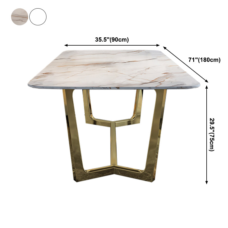 Tono blanco de piedra sinterizada mesa de comedor glam Mesa base para el comedor para comedor