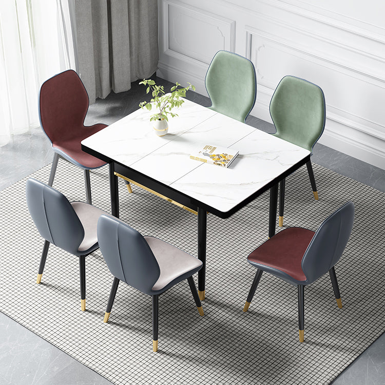Industrial Style Stone 31.5''Dining Table Square 4 Legs Table for Dining Room