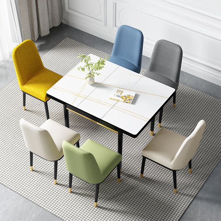 Industrial Style Stone 31.5''Dining Table Square 4 Legs Table for Dining Room