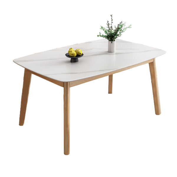 Mesa de comedor tradicional de lujo, mesa de comedor de piedra con base de madera maciza de caucho