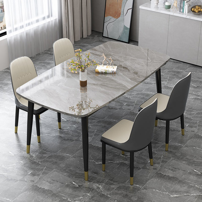 Traditionelle Luxus -Rechteck -Essstelle Tisch Stein Esszimmer Hausmöbel für Zuhause