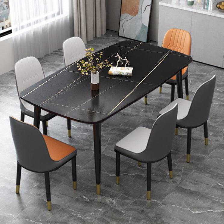 Traditionelle Luxus -Rechteck -Essstelle Tisch Stein Esszimmer Hausmöbel für Zuhause